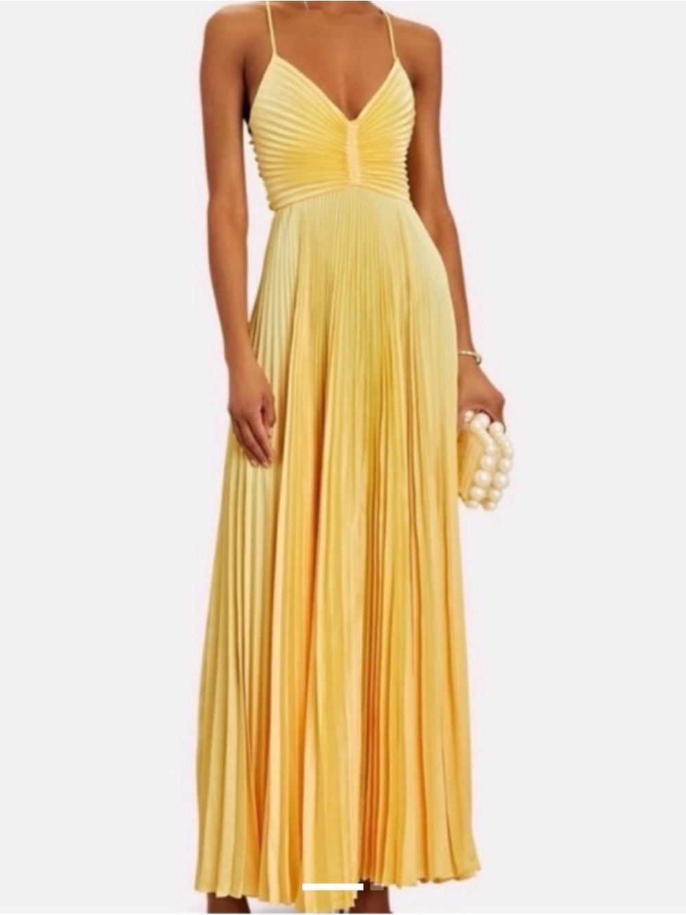 A.L.C. Yellow Aries Satin Pleated